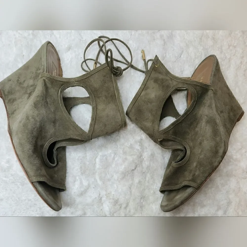 Aquazzura sexy thing suede wedges size 40(USA 9)